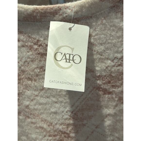 NWT Cato Pale Blush Plaid Cold-Shoulder Sweater Women's size S - Picture 5 of 6